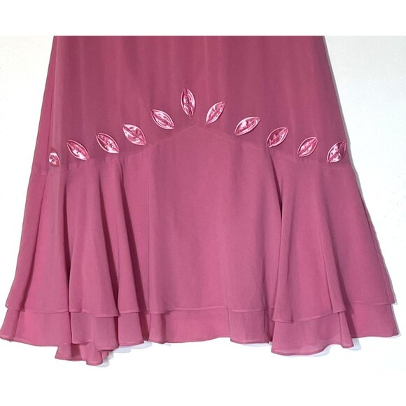 TALLY TAYLOR Pink Chiffon Midi Skirt & Top 2 PC Set Suit - VTG - Picture 9 of 11
